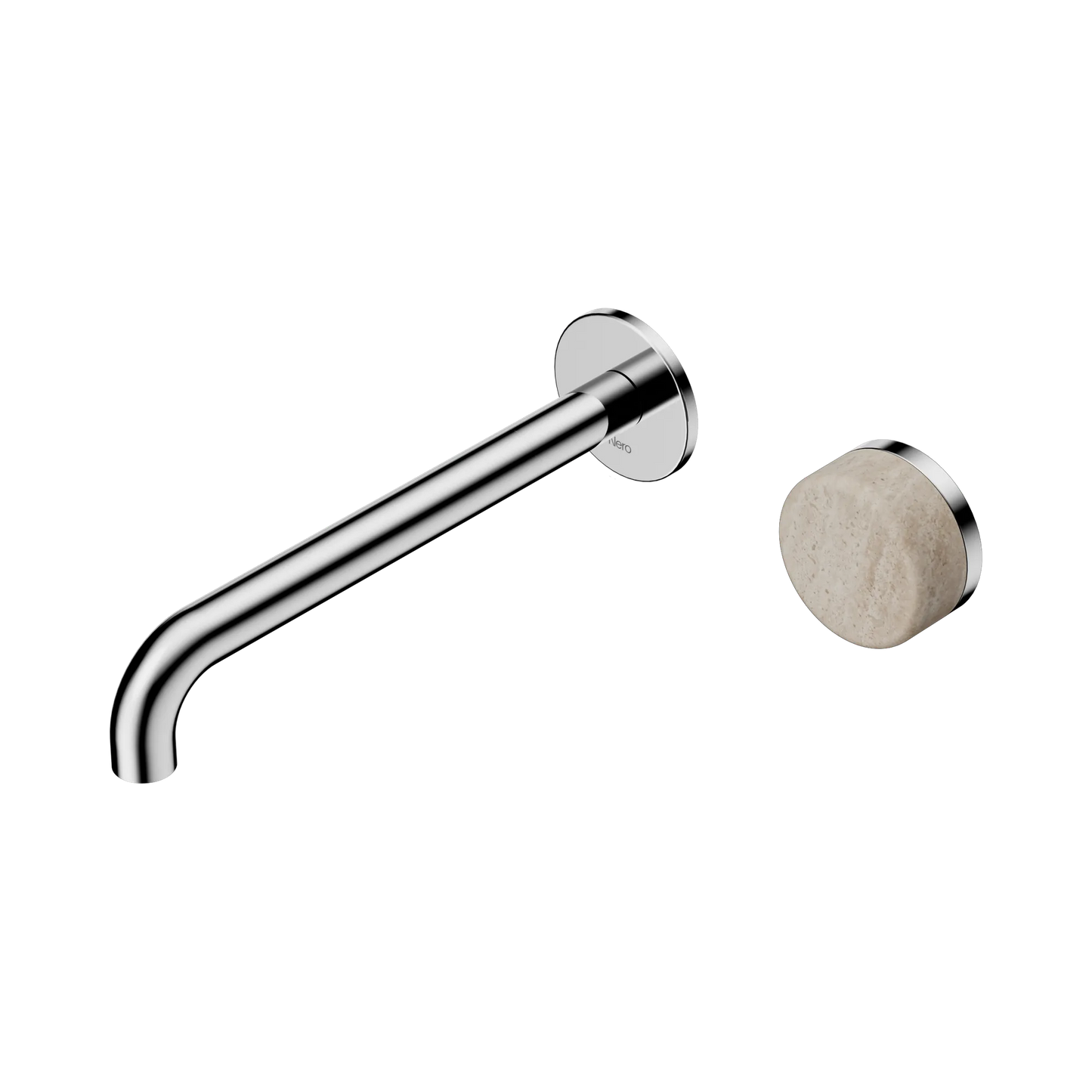 Serenity Progressive Wall Basin Mixer 220mm Spout With Rome Travertine Handle Chrome