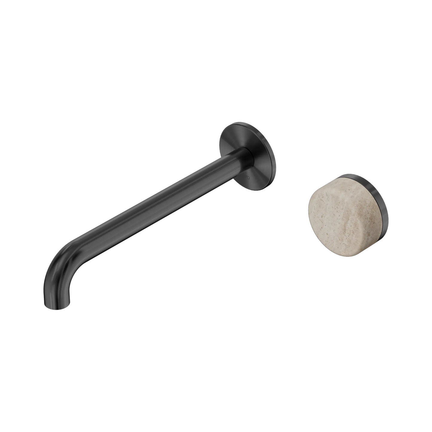 Serenity Progressive Wall Basin Mixer 220mm Spout With Rome Travertine Handle Gun Metal