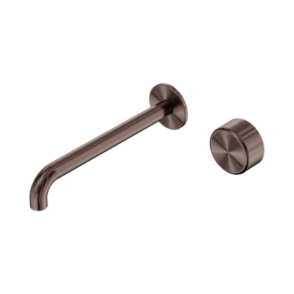 Serenity Progressive Wall Basin Mixer 220mm Spout With Metal Handle Brushed Bronze