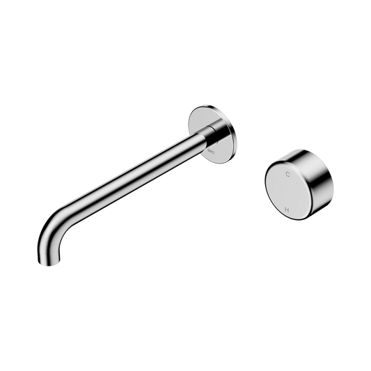 Serenity Progressive Wall Basin Mixer 220mm Spout With Metal Handle Chrome
