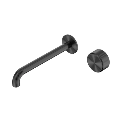 Serenity Progressive Wall Basin Mixer 220mm Spout With Metal Handle Gun Metal