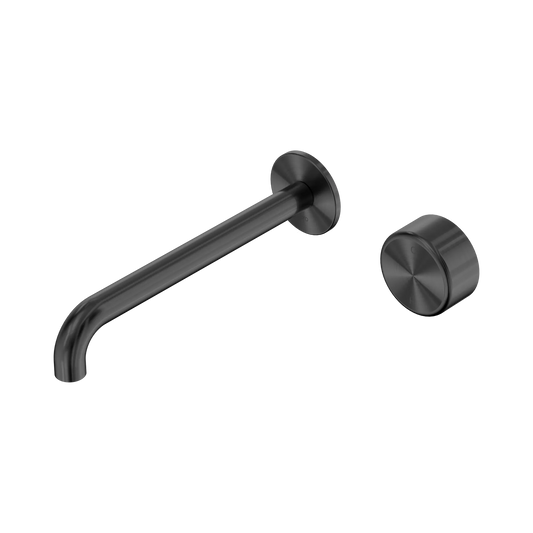 Serenity Progressive Wall Basin Mixer 220mm Spout With Metal Handle Gun Metal