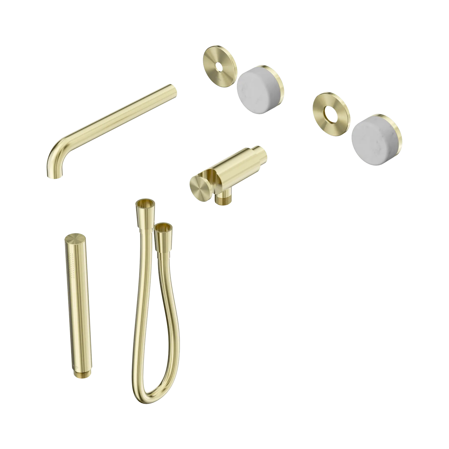 Serenity Progressive Shower System With Spout With Carrara Handle And Slim Shower Trim Kit Only Brushed Gold