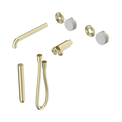 Serenity Progressive Shower System With Spout With Carrara Handle And Slim Shower Trim Kit Only Brushed Gold
