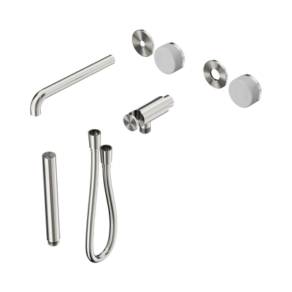 Serenity Progressive Shower System With Spout With Carrara Handle And Slim Shower Trim Kit Only Brushed Nickel
