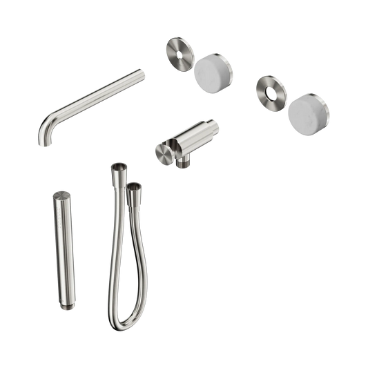 Serenity Progressive Shower System With Spout With Carrara Handle And Slim Shower Trim Kit Only Brushed Nickel