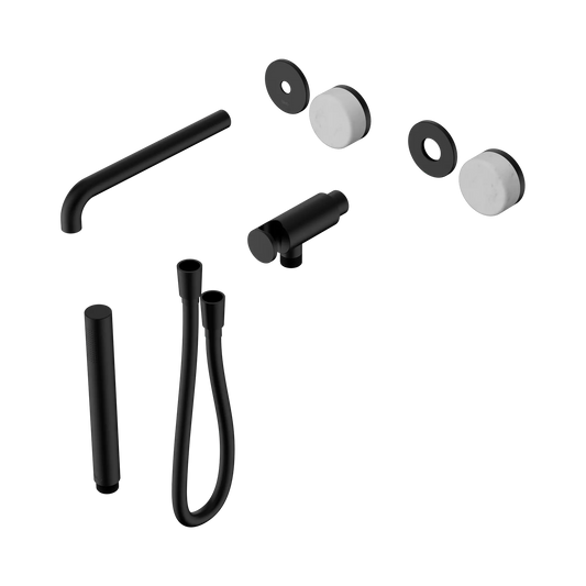 Serenity Progressive Shower System With Spout With Carrara Handle And Slim Shower Trim Kit Only Matte Black