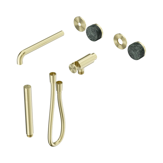 Serenity Progressive Shower System With Spout With Verde Alpi Handle And Slim Shower Trim Kit Only Brushed Gold