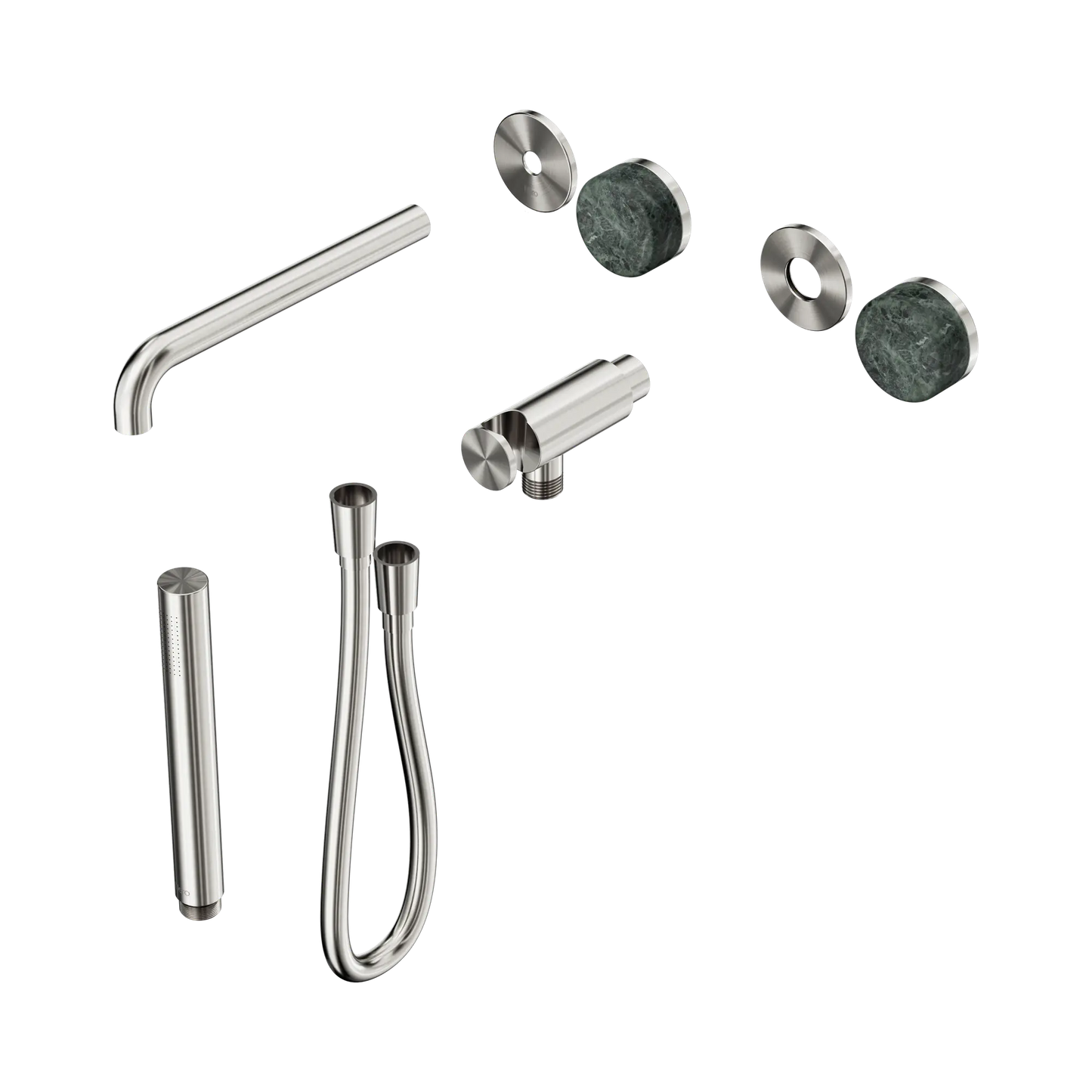 Serenity Progressive Shower System With Spout With Verde Alpi Handle And Slim Shower Trim Kit Only Brushed Nickel