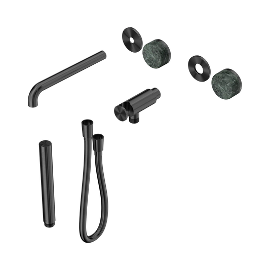 Serenity Progressive Shower System With Spout With Verde Alpi Handle And Slim Shower Trim Kit Only Gun Metal