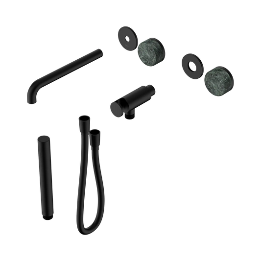 Serenity Progressive Shower System With Spout With Verde Alpi Handle And Slim Shower Trim Kit Only Matte Black
