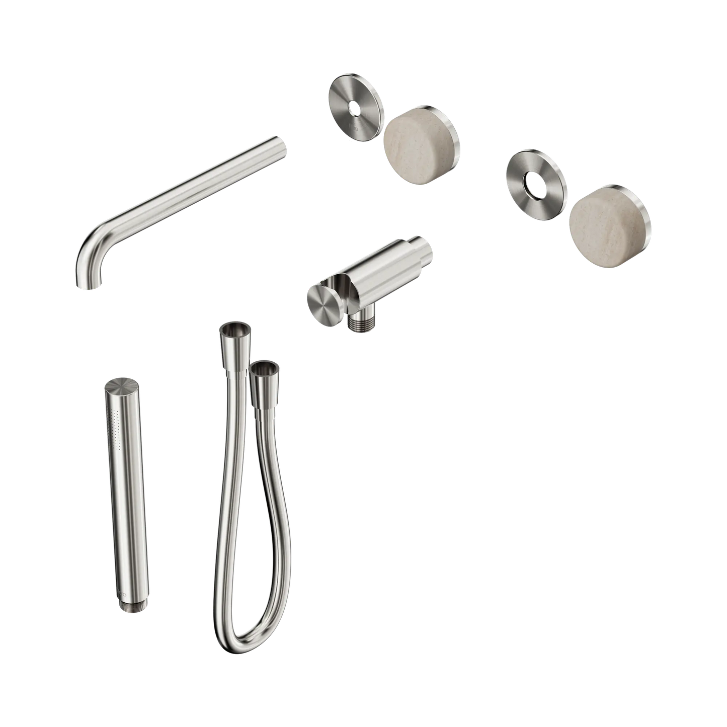 Serenity Progressive Shower System With Spout With Rome Travertine Handle And Slim Shower Trim Kit Only Brushed Nickel