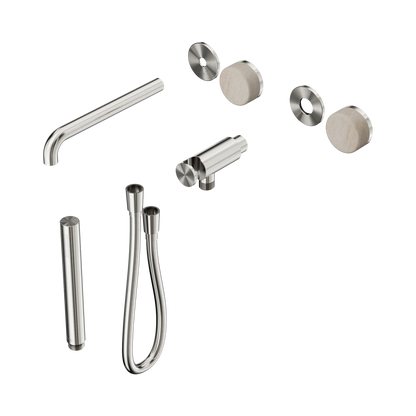 Serenity Progressive Shower System With Spout With Rome Travertine Handle And Slim Shower Trim Kit Only Brushed Nickel