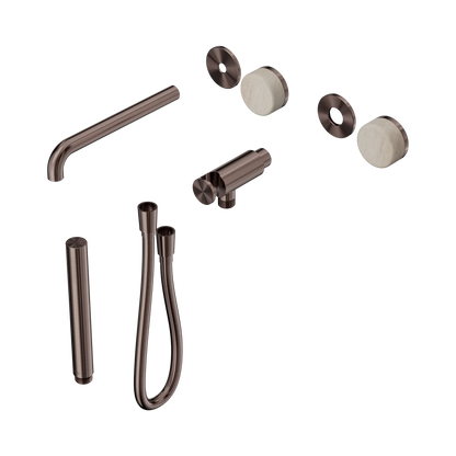 Serenity Progressive Shower System With Spout With Rome Travertine Handle And Slim Shower Trim Kit Only Brushed Bronze