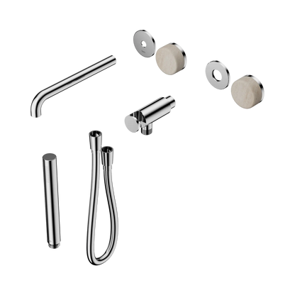 Serenity Progressive Shower System With Spout With Rome Travertine Handle And Slim Shower Trim Kit Only Chrome