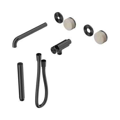 Serenity Progressive Shower System With Spout With Rome Travertine Handle And Slim Shower Trim Kit Only Gun Metal