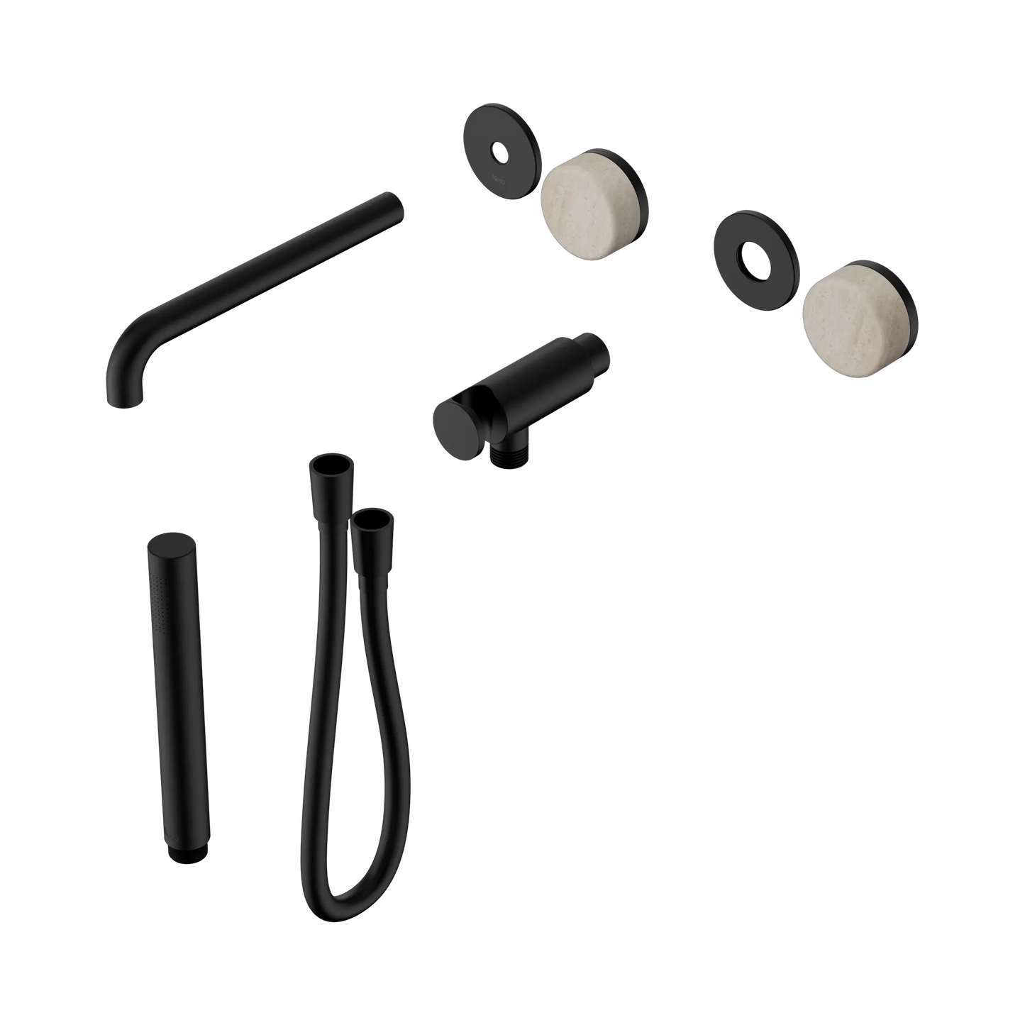 Serenity Progressive Shower System With Spout With Rome Travertine Handle And Slim Shower Trim Kit Only Matte Black