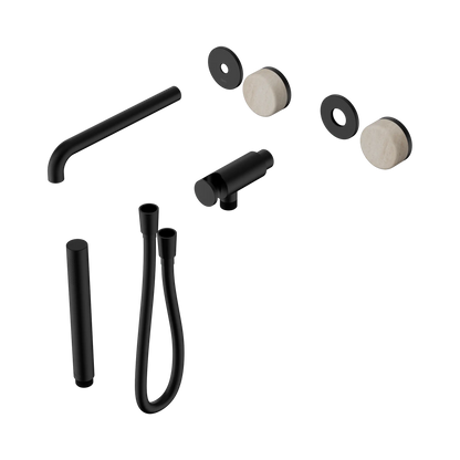 Serenity Progressive Shower System With Spout With Rome Travertine Handle And Slim Shower Trim Kit Only Matte Black