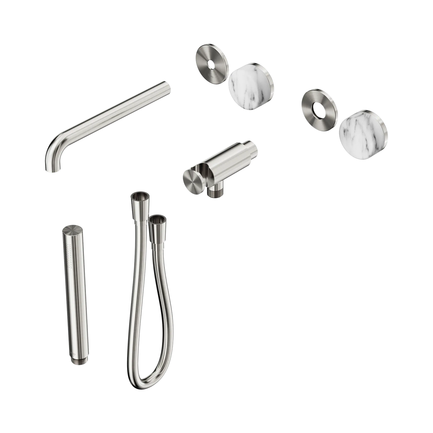 Serenity Progressive Shower System With Spout With Arabescato Corchia Handle And Slim Shower Trim Kit Only Brushed Nickel