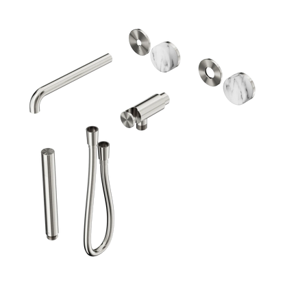 Serenity Progressive Shower System With Spout With Arabescato Corchia Handle And Slim Shower Trim Kit Only Brushed Nickel