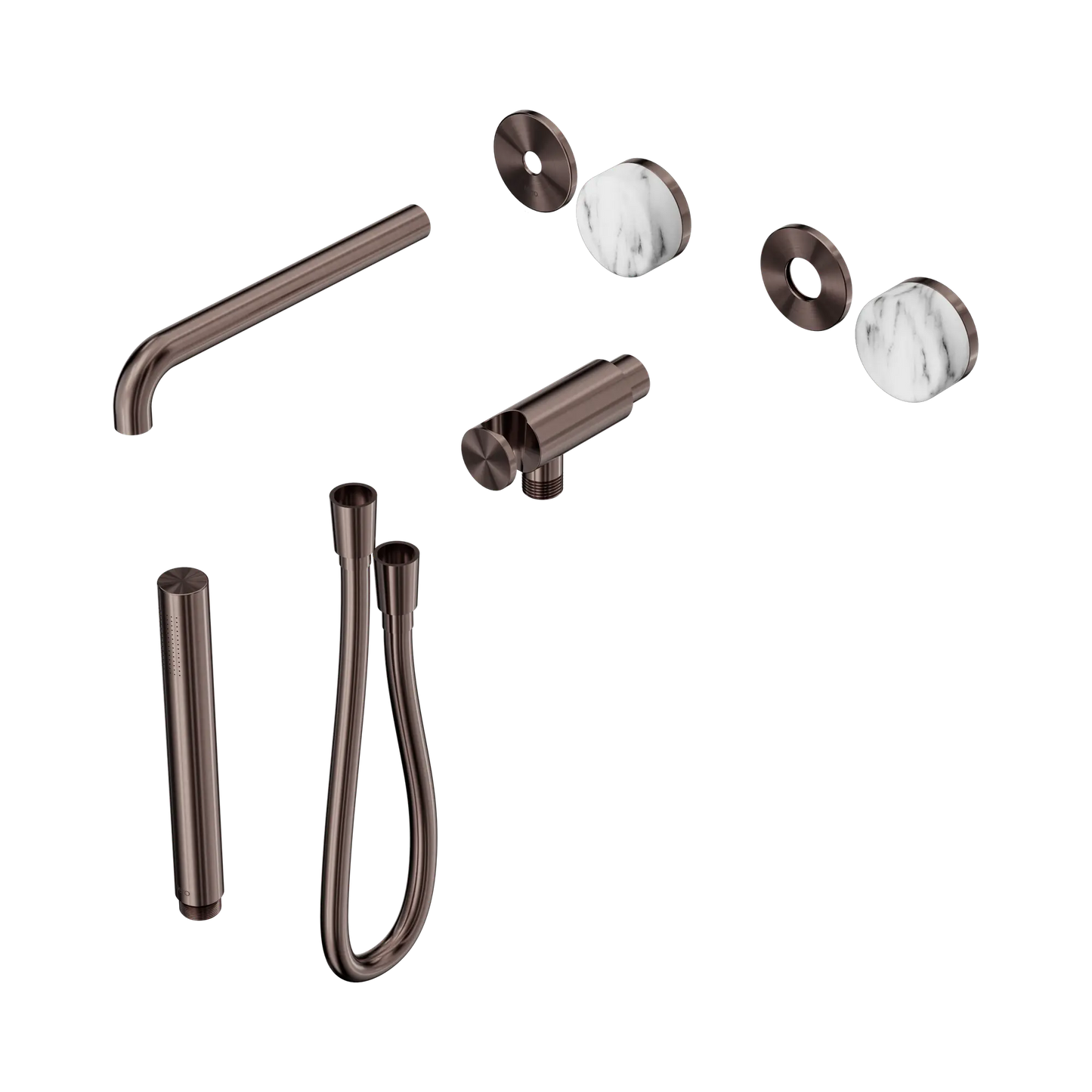 Serenity Progressive Shower System With Spout With Arabescato Corchia Handle And Slim Shower Trim Kit Only Brushed Bronze