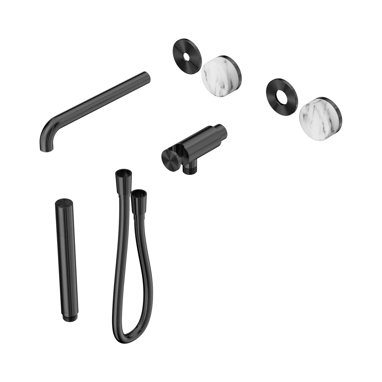Serenity Progressive Shower System With Spout With Arabescato Corchia Handle And Slim Shower Trim Kit Only Gun Metal