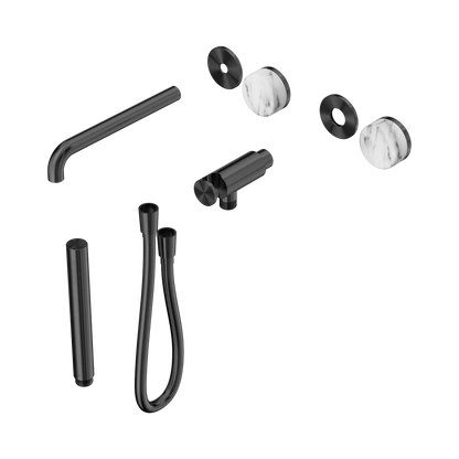 Serenity Progressive Shower System With Spout With Arabescato Corchia Handle And Slim Shower Trim Kit Only Gun Metal