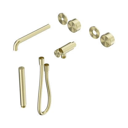Serenity Progressive Shower System With Spout With Metal Handle And Slim Shower Trim Kit Only Brushed Gold