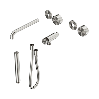 Serenity Progressive Shower System With Spout With Metal Handle And Slim Shower Trim Kit Only Brushed Nickel