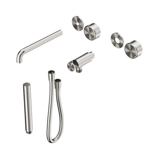 Serenity Progressive Shower System With Spout With Metal Handle And Slim Shower Trim Kit Only Brushed Nickel