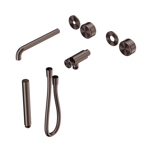 Serenity Progressive Shower System With Spout With Metal Handle And Slim Shower Trim Kit Only Brushed Bronze