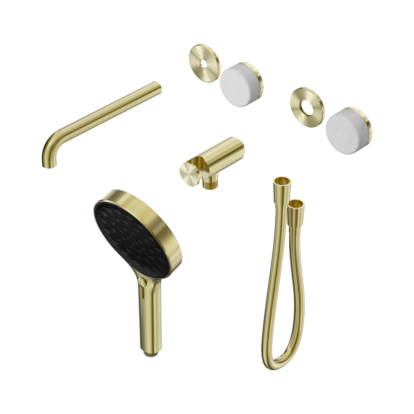Serenity Progressive Shower System With Spout With Carrara Handle And Serenity Hand Shower Trim Kit Only Brushed Gold