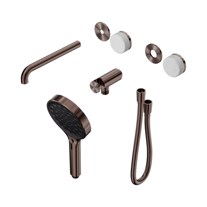 Serenity Progressive Shower System With Spout With Carrara Handle And Serenity Hand Shower Trim Kit Only Brushed Bronze