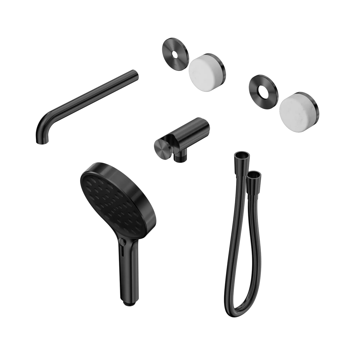 Serenity Progressive Shower System With Spout With Carrara Handle And Serenity Hand Shower Trim Kit Only Gun Metal