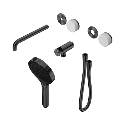 Serenity Progressive Shower System With Spout With Carrara Handle And Serenity Hand Shower Trim Kit Only Gun Metal