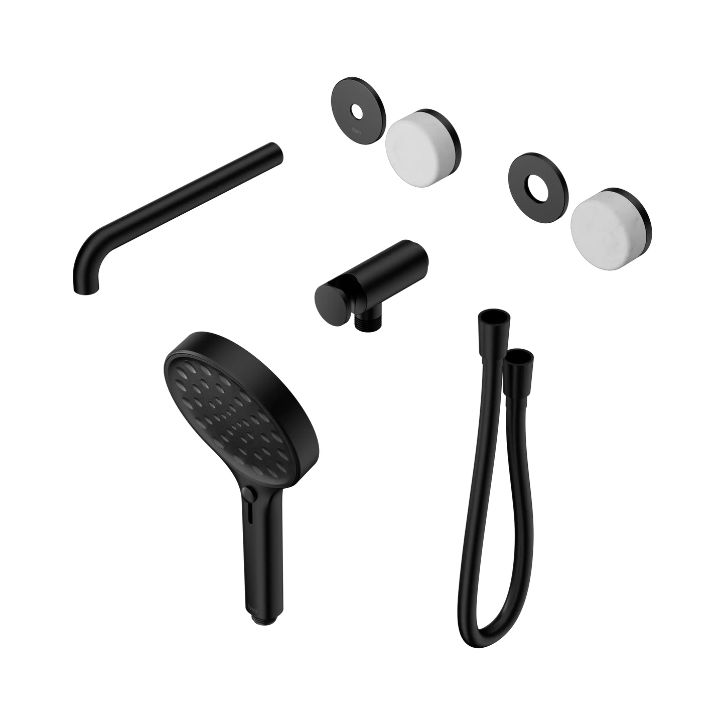 Serenity Progressive Shower System With Spout With Carrara Handle And Serenity Hand Shower Trim Kit Only Matte Black