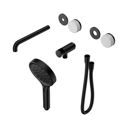 Serenity Progressive Shower System With Spout With Carrara Handle And Serenity Hand Shower Trim Kit Only Matte Black