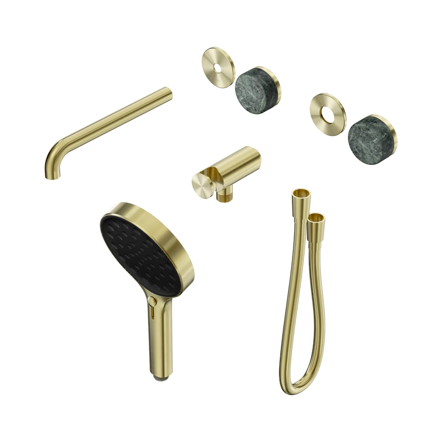 Serenity Progressive Shower System With Spout With Verde Alpi Handle And Serenity Hand Shower Trim Kit Only Brushed Gold