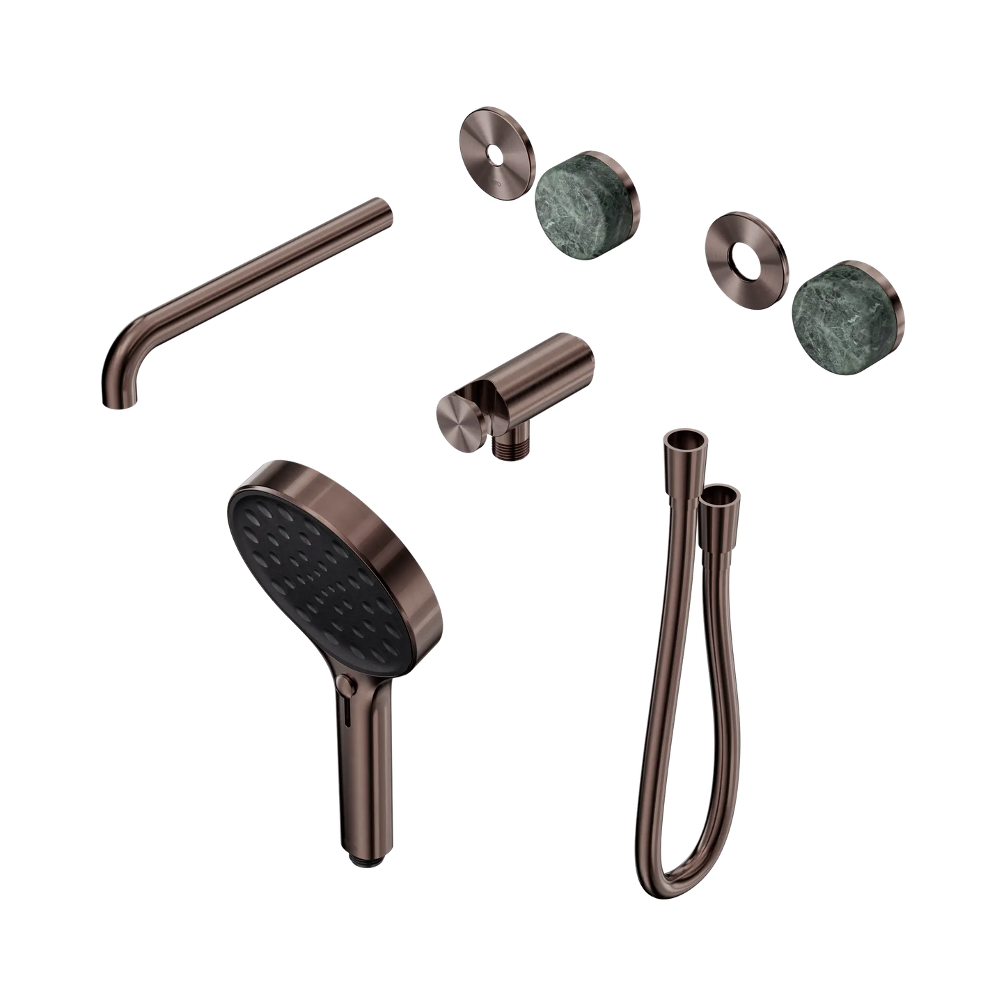 Serenity Progressive Shower System With Spout With Verde Alpi Handle And Serenity Hand Shower Trim Kit Only Brushed Bronze
