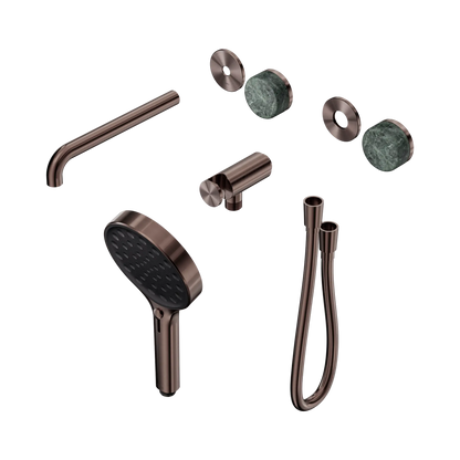 Serenity Progressive Shower System With Spout With Verde Alpi Handle And Serenity Hand Shower Trim Kit Only Brushed Bronze
