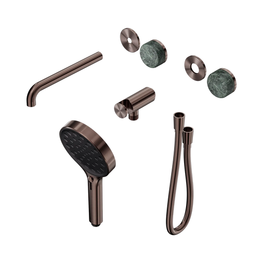 Serenity Progressive Shower System With Spout With Verde Alpi Handle And Serenity Hand Shower Trim Kit Only Brushed Bronze