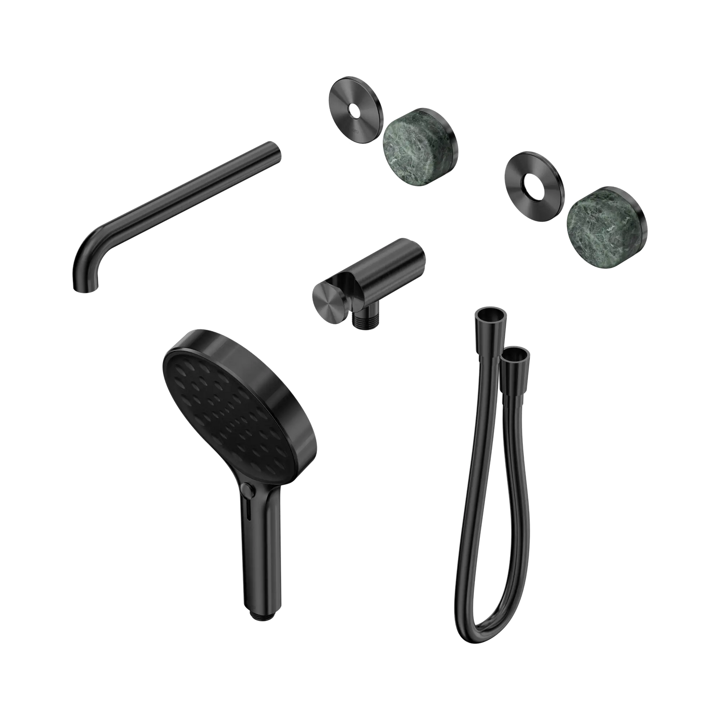 Serenity Progressive Shower System With Spout With Verde Alpi Handle And Serenity Hand Shower Trim Kit Only Gun Metal