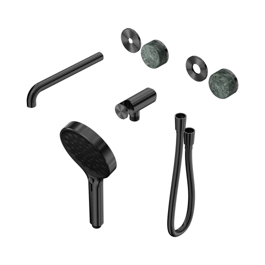 Serenity Progressive Shower System With Spout With Verde Alpi Handle And Serenity Hand Shower Trim Kit Only Gun Metal