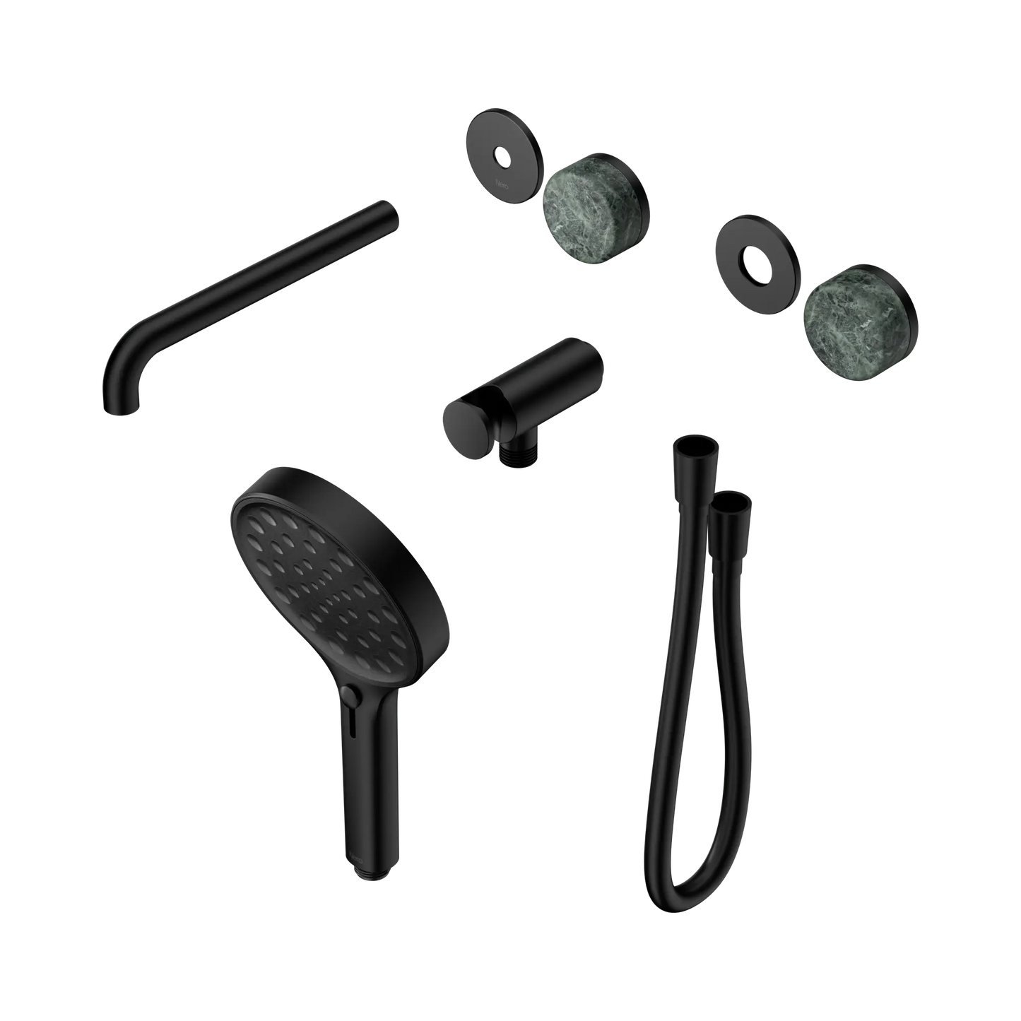 Serenity Progressive Shower System With Spout With Verde Alpi Handle And Serenity Hand Shower Trim Kit Only Matte Black