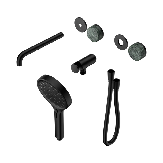 Serenity Progressive Shower System With Spout With Verde Alpi Handle And Serenity Hand Shower Trim Kit Only Matte Black