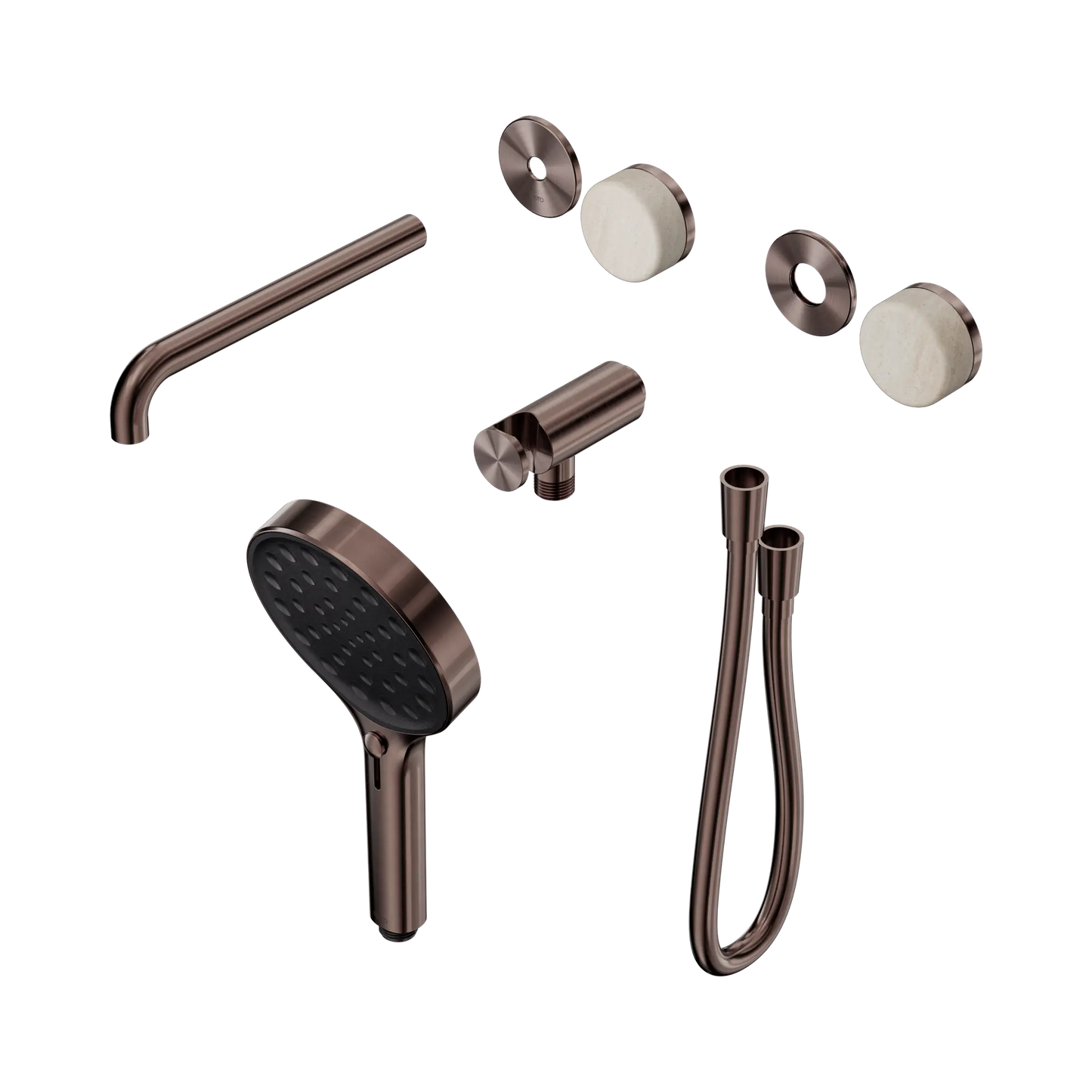 Serenity Progressive Shower System With Spout With Rome Travertine Handle And Serenity Hand Shower Trim Kit Only Brushed Bronze