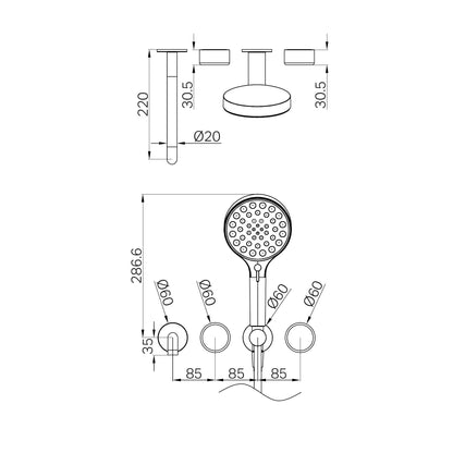 Serenity Progressive Shower System With Spout With Metal Handle And Serenity Hand Shower Trim Kit Only Matte Black