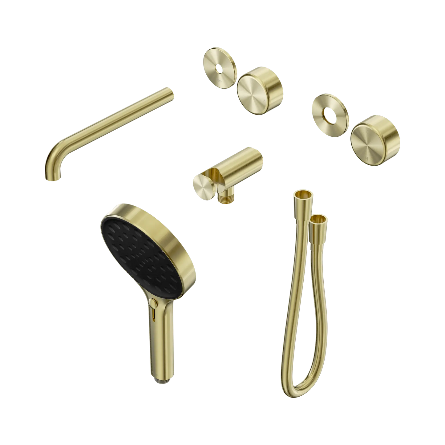 Serenity Progressive Shower System With Spout With Metal Handle And Serenity Hand Shower Trim Kit Only Brushed Gold