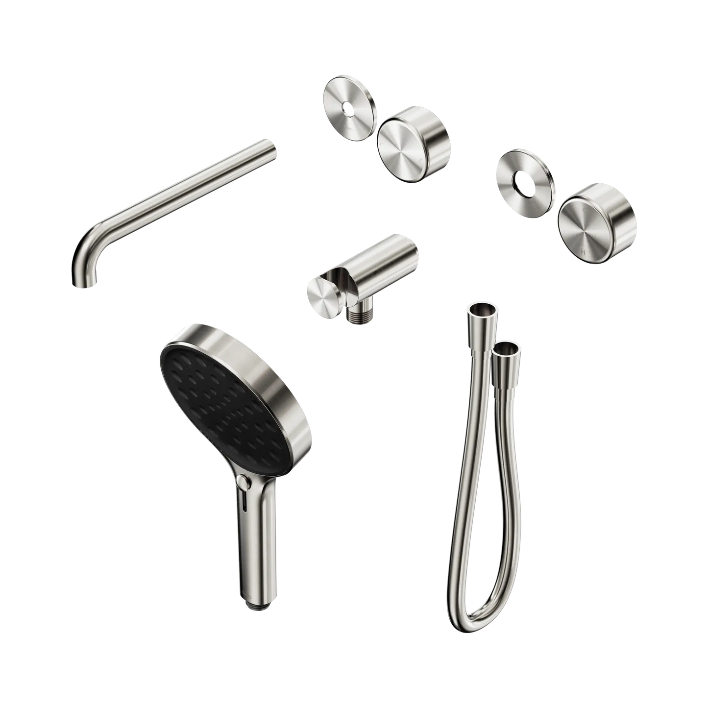 Serenity Progressive Shower System With Spout With Metal Handle And Serenity Hand Shower Trim Kit Only Brushed Nickel