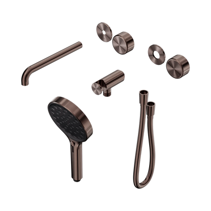 Serenity Progressive Shower System With Spout With Metal Handle And Serenity Hand Shower Trim Kit Only Brushed Bronze